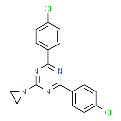 ChemSpider 2D Image | 2-(1-Aziridinyl)-4,6-bis(4-chlorophenyl)-1,3,5-triazine | C17H12Cl2N4