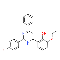 ChemSpider 2D Image | 2-[2-(4-Bromophenyl)-6-(4-methylphenyl)-2,3,4,5-tetrahydro-4-pyrimidinyl]-6-ethoxyphenol | C25H25BrN2O2