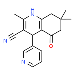 ChemSpider 2D Image | 2,7,7-Trimethyl-5-oxo-4-(3-pyridinyl)-1,4,5,6,7,8-hexahydro-3-quinolinecarbonitrile | C18H19N3O