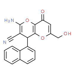 ChemSpider 2D Image | 2-Amino-6-(hydroxymethyl)-4-(1-naphthyl)-8-oxo-4,8-dihydropyrano[3,2-b]pyran-3-carbonitrile | C20H14N2O4