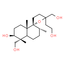ChemSpider 2D Image | (2R,2'R,5'R,6'S,8a'S)-5-(2-Hydroxyethyl)-5,5'-bis(hydroxymethyl)-2',5',8a'-trimethyldecahydro-2'H,3H-spiro[furan-2,1'-naphthalen]-6'-ol | C20H36O5