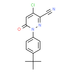 ChemSpider 2D Image | 1-(4-tert-butylphenyl)-4-chloro-6-oxo-1,6-dihydro-3-pyridazinecarbonitrile | C15H14ClN3O