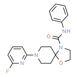 ChemSpider 2D Image | 8-(6-Fluoro-2-pyridinyl)-N-phenyl-1-oxa-4,8-diazaspiro[4.5]decane-4-carboxamide | C19H21FN4O2