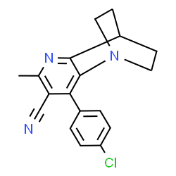 ChemSpider 2D Image | 3-(4-Chlorophenyl)-5-methyl-1,6-diazatricyclo[6.2.2.0~2,7~]dodeca-2,4,6-triene-4-carbonitrile | C18H16ClN3