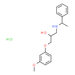 ChemSpider 2D Image | 1-(3-Methoxyphenoxy)-3-[(1-phenylethyl)amino]-2-propanol hydrochloride (1:1) | C18H24ClNO3