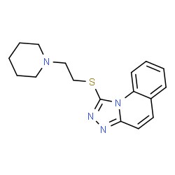 ChemSpider 2D Image | 1-{[2-(1-Piperidinyl)ethyl]sulfanyl}[1,2,4]triazolo[4,3-a]quinoline | C17H20N4S