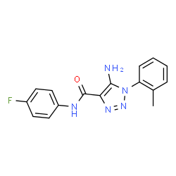 ChemSpider 2D Image | 5-Amino-N-(4-fluorophenyl)-1-(2-methylphenyl)-1H-1,2,3-triazole-4-carboxamide | C16H14FN5O