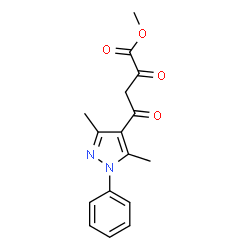 ChemSpider 2D Image | Methyl 4-(3,5-dimethyl-1-phenyl-1H-pyrazol-4-yl)-2,4-dioxobutanoate | C16H16N2O4