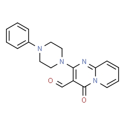 ChemSpider 2D Image | 4-Oxo-2-(4-phenyl-1-piperazinyl)-4H-pyrido[1,2-a]pyrimidine-3-carbaldehyde | C19H18N4O2