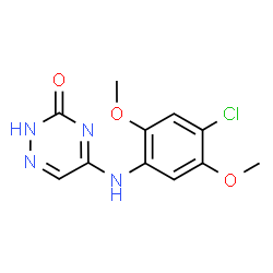 ChemSpider 2D Image | 5-[(4-Chloro-2,5-dimethoxyphenyl)amino]-1,2,4-triazin-3(2H)-one | C11H11ClN4O3