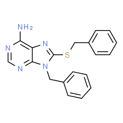ChemSpider 2D Image | 9-Benzyl-8-(benzylsulfanyl)-9H-purin-6-amine | C19H17N5S