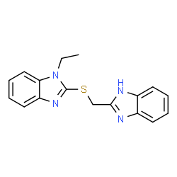 ChemSpider 2D Image | 2-[(1H-Benzimidazol-2-ylmethyl)sulfanyl]-1-ethyl-1H-benzimidazole | C17H16N4S