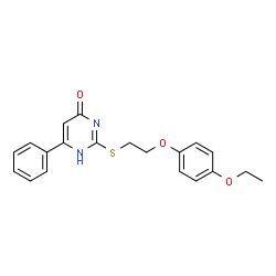 ChemSpider 2D Image | 2-{[2-(4-ETHOXYPHENOXY)ETHYL]SULFANYL}-6-PHENYL-1H-PYRIMIDIN-4-ONE | C20H20N2O3S