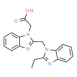 ChemSpider 2D Image | {2-[(2-ethyl-1,3-benzodiazol-1-yl)methyl]-1,3-benzodiazol-1-yl}acetic acid | C19H18N4O2