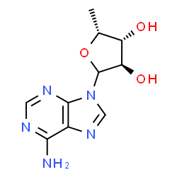 ChemSpider 2D Image | 9-(5-Deoxy-D-xylofuranosyl)-9H-purin-6-amine | C10H13N5O3