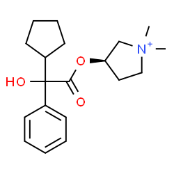 ChemSpider 2D Image | (3R)-3-[2-Cyclopentyl(hydroxy)phenylacetoxy]-1,1-dimethylpyrrolidinium | C19H28NO3