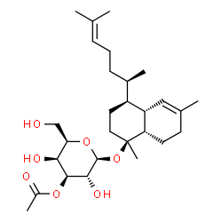 ChemSpider 2D Image | (1S,4S,4aR,8aS)-1,6-Dimethyl-4-[(2R)-6-methyl-5-hepten-2-yl]-1,2,3,4,4a,7,8,8a-octahydro-1-naphthalenyl 3-O-acetyl-beta-D-galactopyranoside | C28H46O7