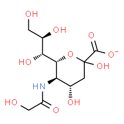 ChemSpider 2D Image | (6R)-3,5-Dideoxy-5-(glycoloylamino)-6-[(1R,2R)-1,2,3-trihydroxypropyl]-L-threo-hex-2-ulopyranosonate | C11H18NO10