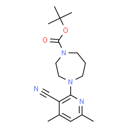 ChemSpider 2D Image | 2-Methyl-2-propanyl-4-(3-cyan-4,6-dimethyl-2-pyridinyl)-1,4-diazepan-1-carboxylat | C18H26N4O2