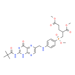ChemSpider 2D Image | Dimethyl 2-{[{4-[({2-[(2,2-dimethylpropanoyl)amino]-4-oxo-1,4-dihydro-6-pteridinyl}methyl)amino]phenyl}(methoxy)phosphoryl]methyl}pentanedioate | C27H35N6O8P