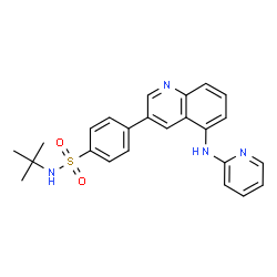 ChemSpider 2D Image | N-(tert-butyl)-4-[5-(pyridin-2-ylamino)quinolin-3-yl]benzenesulfonamide | C24H24N4O2S