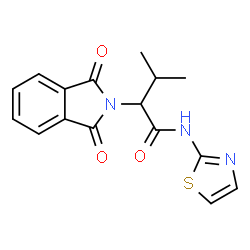 ChemSpider 2D Image | 2-(1,3-Dioxo-1,3-dihydro-2H-isoindol-2-yl)-3-methyl-N-(1,3-thiazol-2-yl)butanamide | C16H15N3O3S