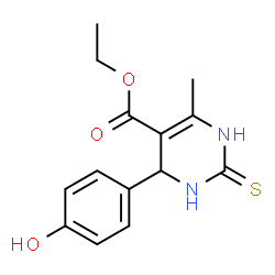 ChemSpider 2D Image | Ethyl 4-(4-hydroxyphenyl)-6-methyl-2-thioxo-1,2,3,4-tetrahydro-5-pyrimidinecarboxylate | C14H16N2O3S