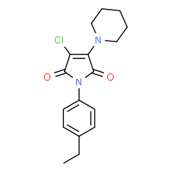ChemSpider 2D Image | 3-Chloro-1-(4-ethylphenyl)-4-(1-piperidinyl)-1H-pyrrole-2,5-dione | C17H19ClN2O2
