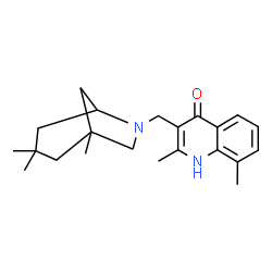 ChemSpider 2D Image | 2,8-dimethyl-3-[(1,3,3-trimethyl-6-azabicyclo[3.2.1]oct-6-yl)methyl]quinolin-4-ol | C22H30N2O