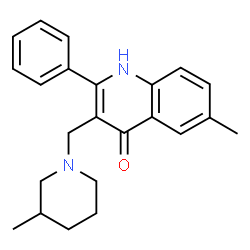 ChemSpider 2D Image | 6-methyl-3-[(3-methylpiperidin-1-yl)methyl]-2-phenylquinolin-4-ol | C23H26N2O