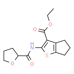 ChemSpider 2D Image | Ethyl 2-[(tetrahydro-2-furanylcarbonyl)amino]-5,6-dihydro-4H-cyclopenta[b]thiophene-3-carboxylate | C15H19NO4S