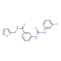 ChemSpider 2D Image | 3-{[(3-Chlorophenyl)carbamoyl]amino}-N-(2-furylmethyl)benzamide | C19H16ClN3O3