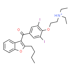 ChemSpider 2D Image | 2-{4-[(2-Butyl-1-benzofuran-3-yl)carbonyl]-2,6-diiodophenoxy}-N,N-diethylethanaminium | C25H30I2NO3