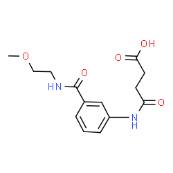 ChemSpider 2D Image | 3-({3-[(2-METHOXYETHYL)CARBAMOYL]PHENYL}CARBAMOYL)PROPANOIC ACID | C14H18N2O5