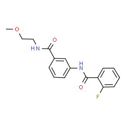 ChemSpider 2D Image | 2-Fluoro-N-{3-[(2-methoxyethyl)carbamoyl]phenyl}benzamide | C17H17FN2O3