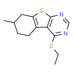 ChemSpider 2D Image | 4-(Ethylsulfanyl)-7-methyl-5,6,7,8-tetrahydro[1]benzothieno[2,3-d]pyrimidine | C13H16N2S2