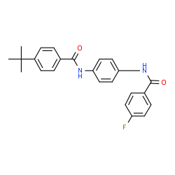 ChemSpider 2D Image | 4-Fluoro-N-(4-{[4-(2-methyl-2-propanyl)benzoyl]amino}phenyl)benzamide | C24H23FN2O2