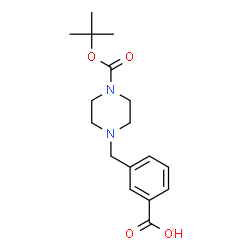ChemSpider 2D Image | 3-{[4-(tert-Butoxycarbonyl)piperazin-1-yl]methyl}benzoic acid | C17H24N2O4