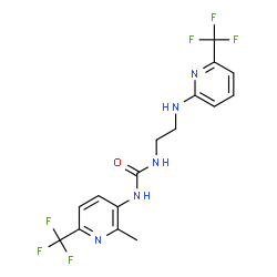 ChemSpider 2D Image | 1-[2-Methyl-6-(trifluoromethyl)-3-pyridinyl]-3-(2-{[6-(trifluoromethyl)-2-pyridinyl]amino}ethyl)urea | C16H15F6N5O