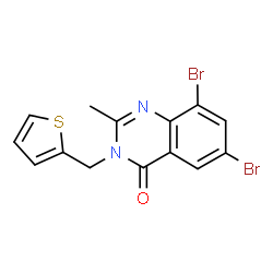 ChemSpider 2D Image | 6,8-Dibromo-2-methyl-3-(2-thienylmethyl)-4(3H)-quinazolinone | C14H10Br2N2OS