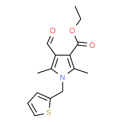 ChemSpider 2D Image | ETHYL 4-FORMYL-2,5-DIMETHYL-1-(2-THIENYLMETHYL)-1H-PYRROLE-3-CARBOXYLATE | C15H17NO3S