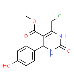 ChemSpider 2D Image | Ethyl 6-(chloromethyl)-4-(4-hydroxyphenyl)-2-oxo-1,2,3,4-tetrahydro-5-pyrimidinecarboxylate | C14H15ClN2O4