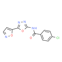 ChemSpider 2D Image | 4-Chloro-N-[5-(1,2-oxazol-5-yl)-1,3,4-oxadiazol-2-yl]benzamide | C12H7ClN4O3