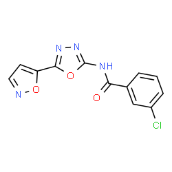 ChemSpider 2D Image | 3-Chloro-N-[5-(1,2-oxazol-5-yl)-1,3,4-oxadiazol-2-yl]benzamide | C12H7ClN4O3