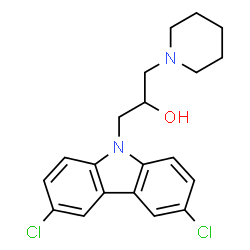 ChemSpider 2D Image | 1-(3,6-dichloro-9H-carbazol-9-yl)-3-piperidinopropan-2-ol | C20H22Cl2N2O