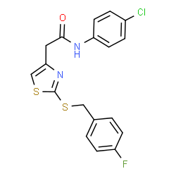 ChemSpider 2D Image | N-(4-Chlorophenyl)-2-{2-[(4-fluorobenzyl)sulfanyl]-1,3-thiazol-4-yl}acetamide | C18H14ClFN2OS2