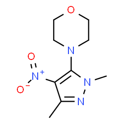 ChemSpider 2D Image | 4-(1,3-Dimethyl-4-nitro-1H-pyrazol-5-yl)morpholine | C9H14N4O3
