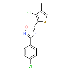 ChemSpider 2D Image | 5-(3-Chloro-4-methyl-2-thienyl)-3-(4-chlorophenyl)-1,2,4-oxadiazole | C13H8Cl2N2OS