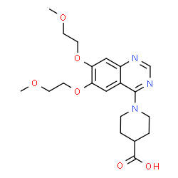 ChemSpider 2D Image | 1-[6,7-Bis(2-methoxyethoxy)-4-quinazolinyl]-4-piperidinecarboxylic acid | C20H27N3O6