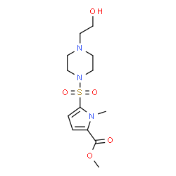 ChemSpider 2D Image | methyl 5-{[4-(2-hydroxyethyl)piperazino]sulfonyl}-1-methyl-1H-pyrrole-2-carboxylate | C13H21N3O5S